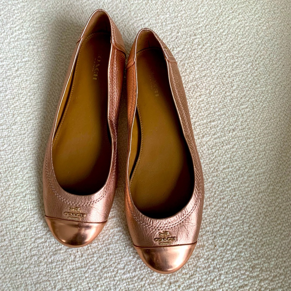 Coach rose gold flats